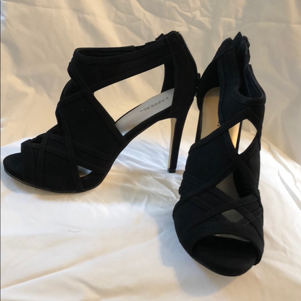 Never worn Black peep toe heels